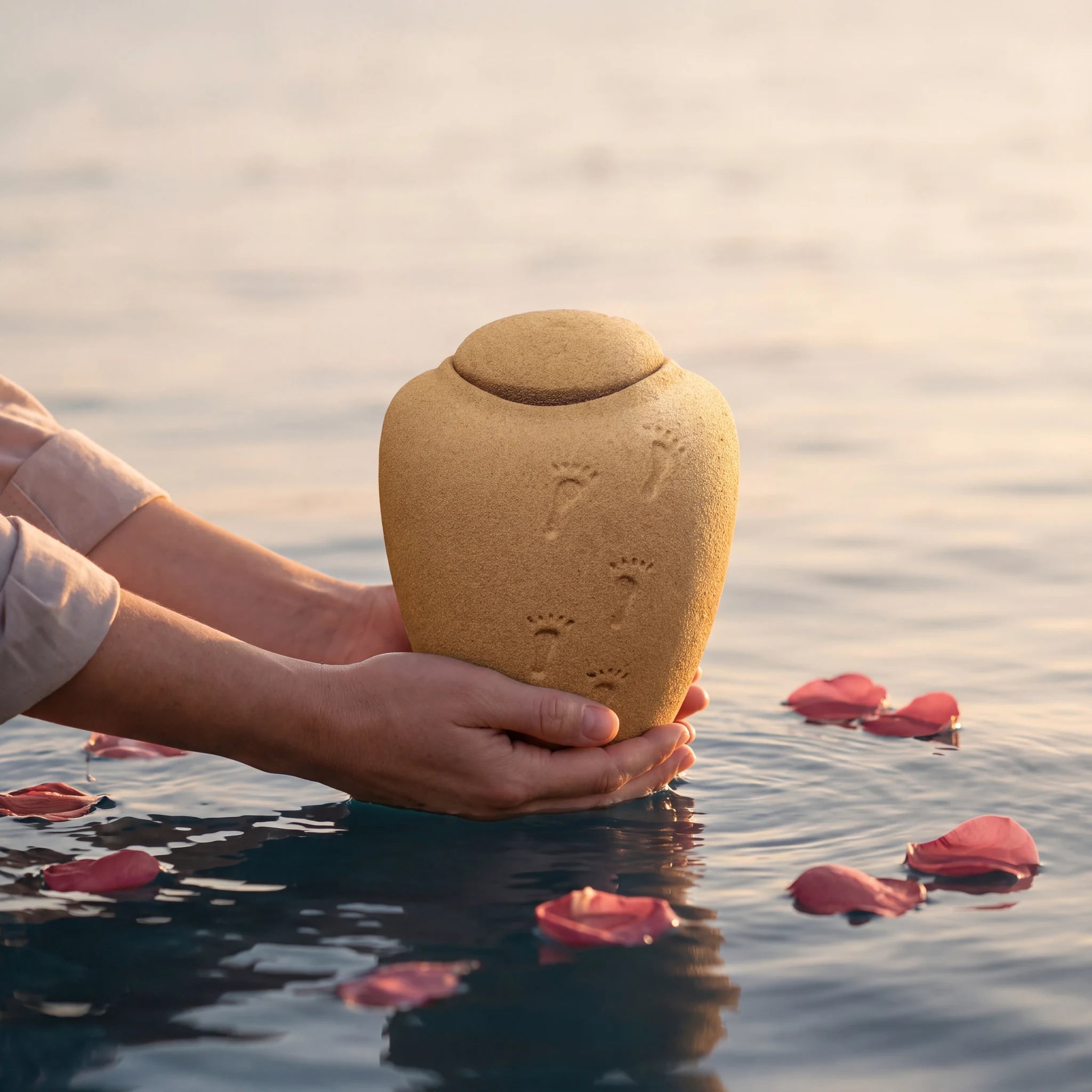 Oceane Sand Biodegradable Water Urn for Ashes - Small