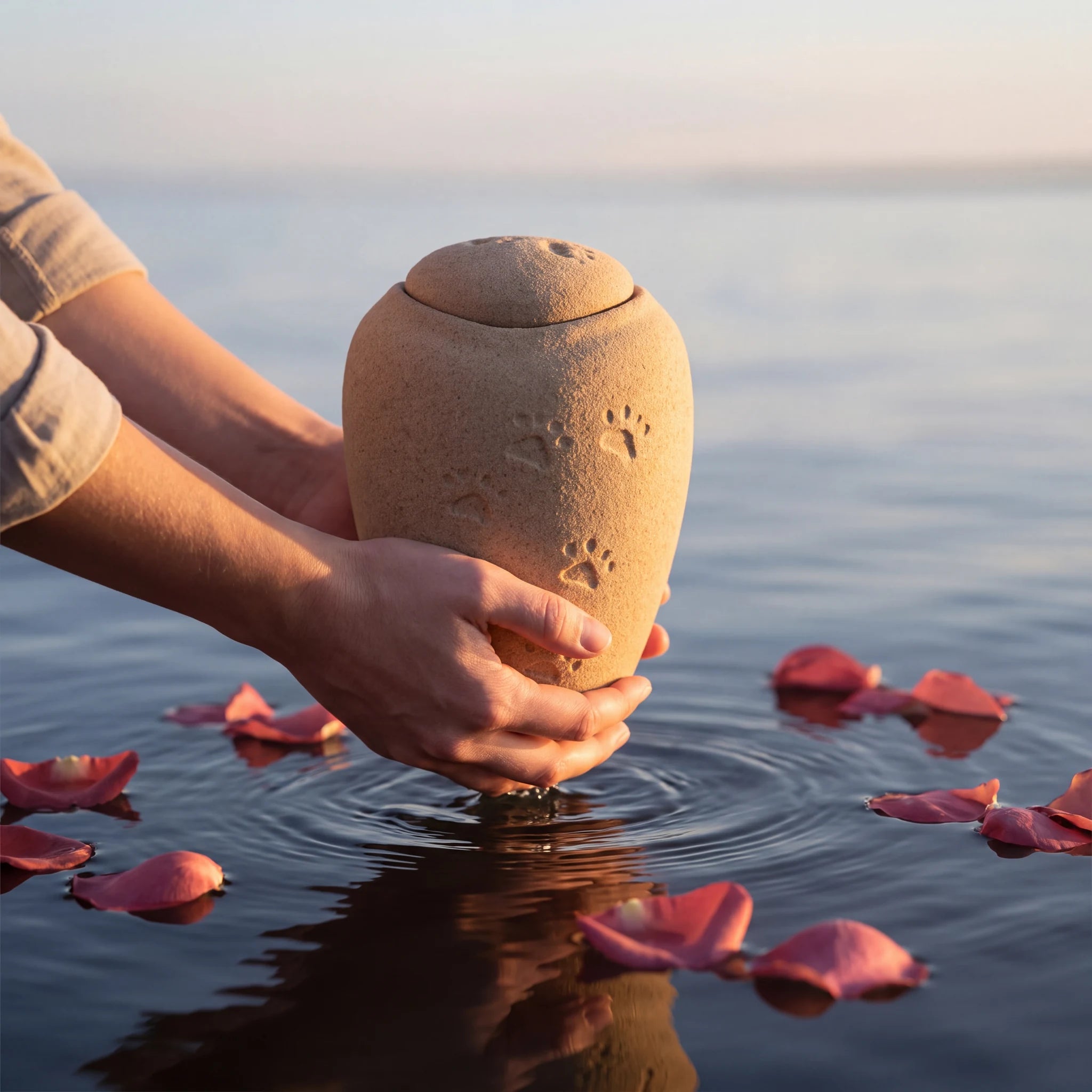 Oceane Sand Biodegradable Water Urn for Pet Ashes - Large