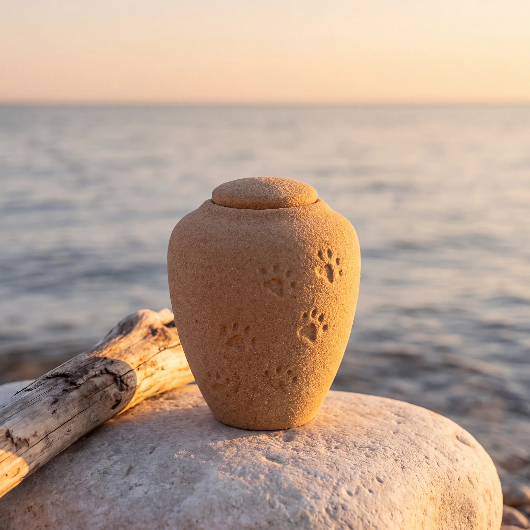 Oceane Sand Biodegradable Water Urn for Pet Ashes - Medium