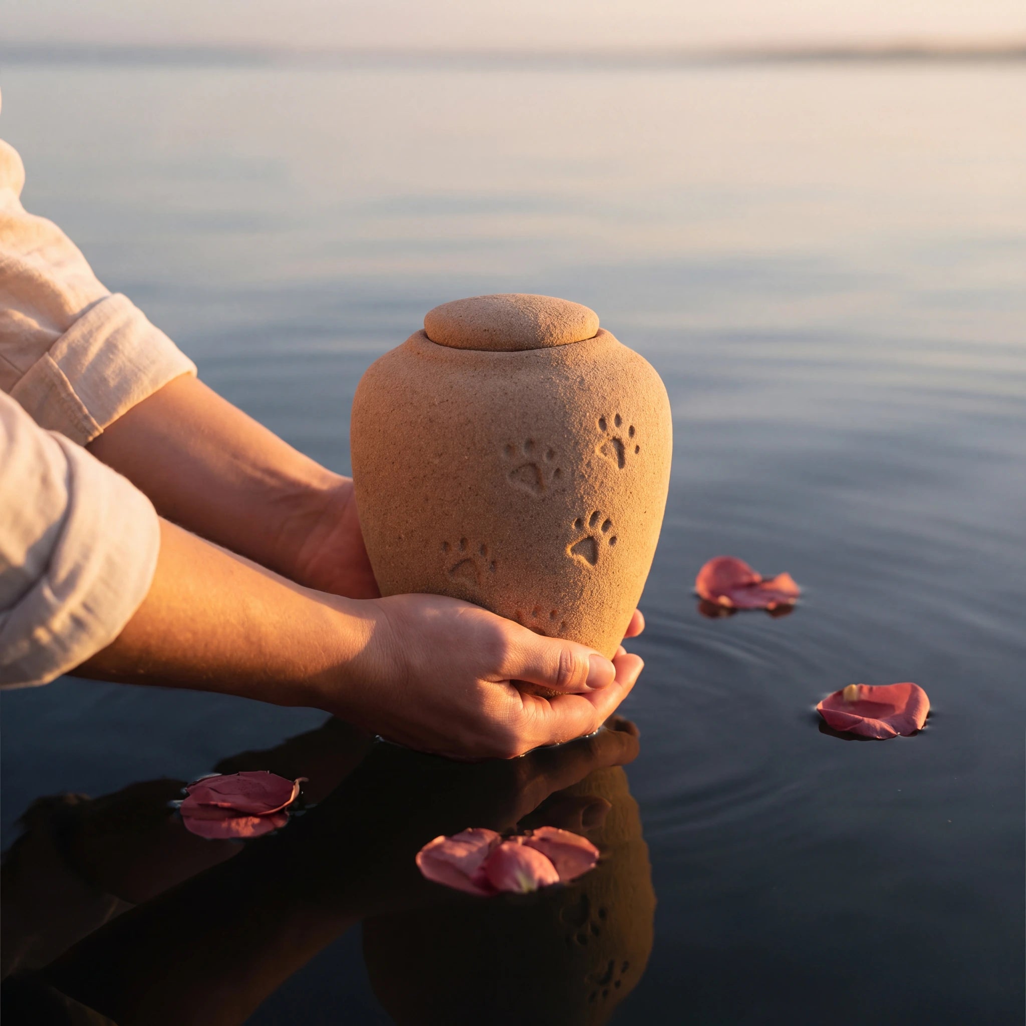 Oceane Sand Biodegradable Water Urn for Pet Ashes - Medium