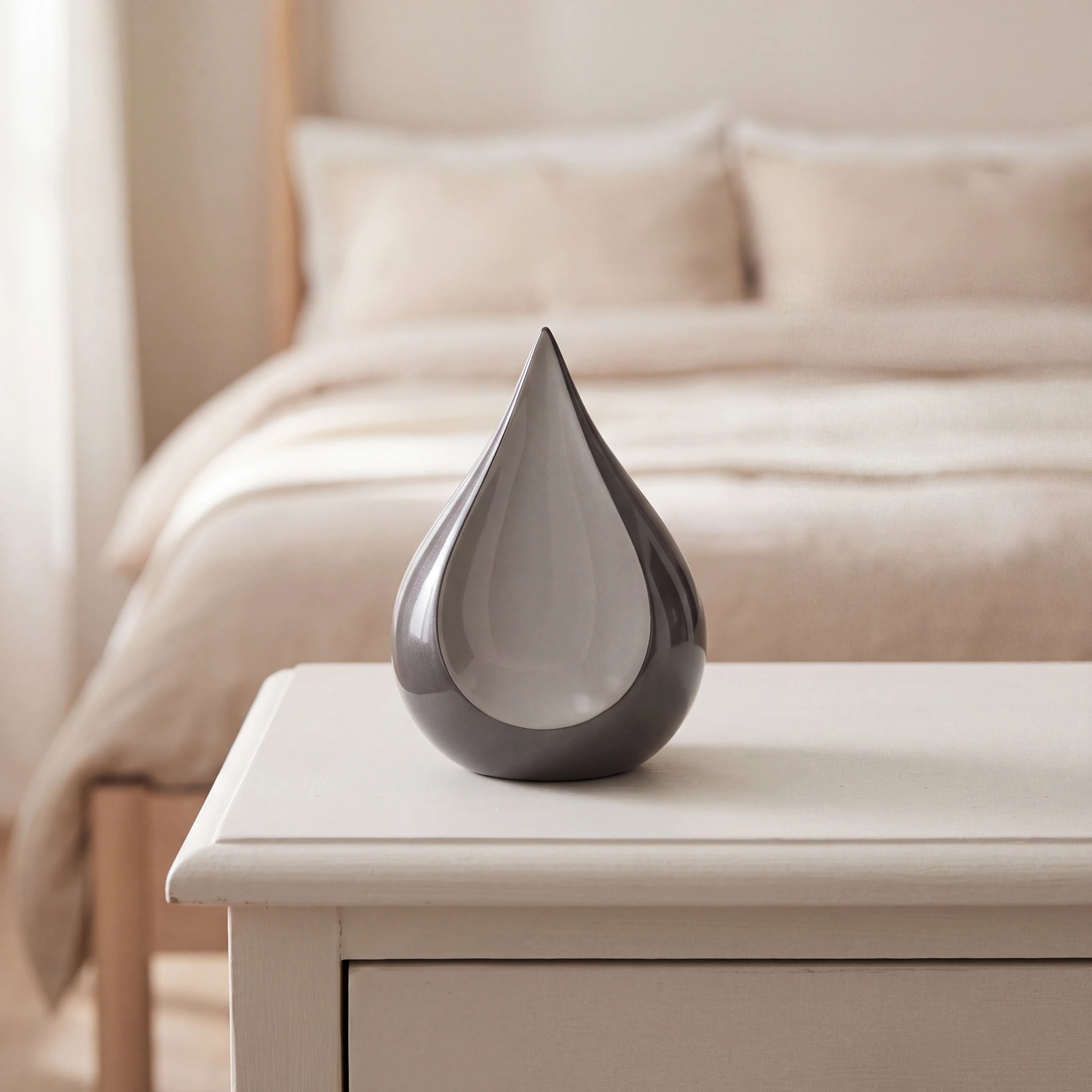 Odyssee-Metal-Teardrop-Keepsake-Urn-for-Ashes-in-Grey-Bedroom-Chest