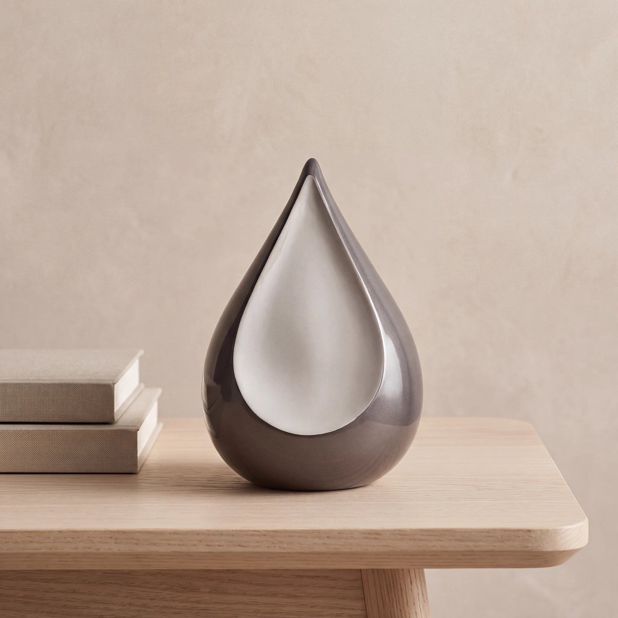 Odyssee Metal Teardrop Urn for Ashes in Grey