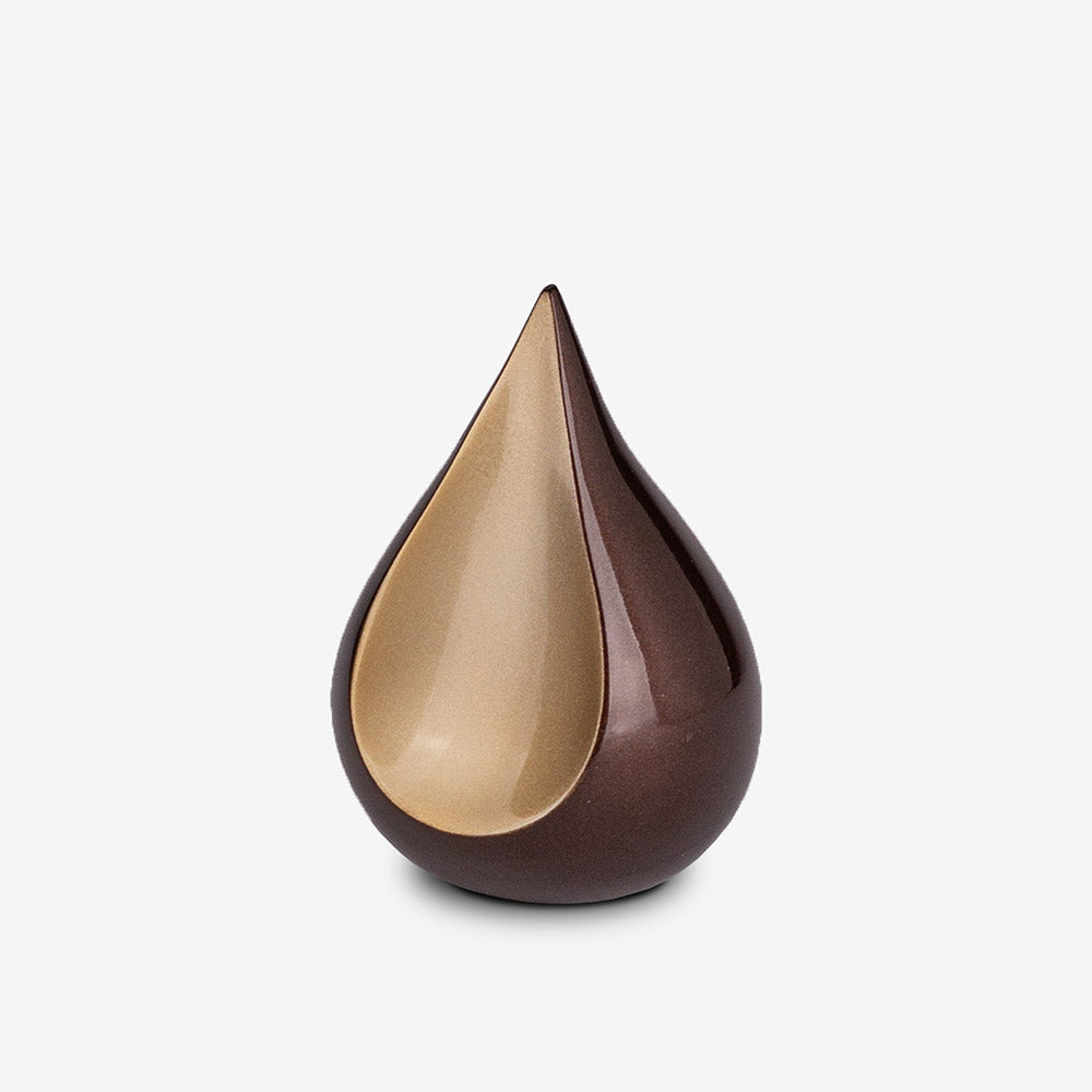 Odyssee Teardrop Keepsake Urn for Ashes in Brown and Gold