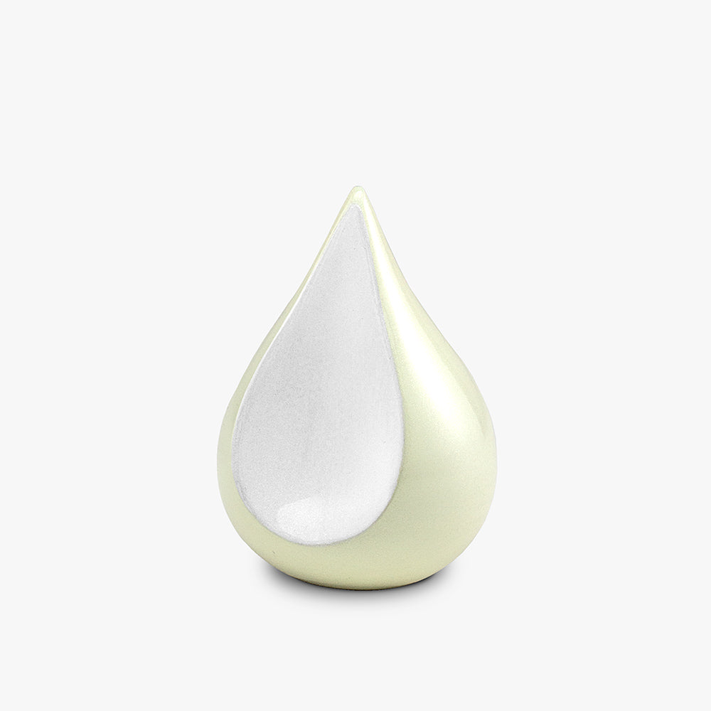 Odyssee Teardrop Keepsake Urn for Ashes in Ivory and White