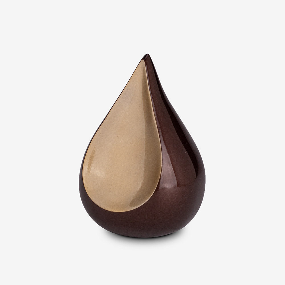 Odyssee Teardrop Small Urn for Ashes in Brown and Gold