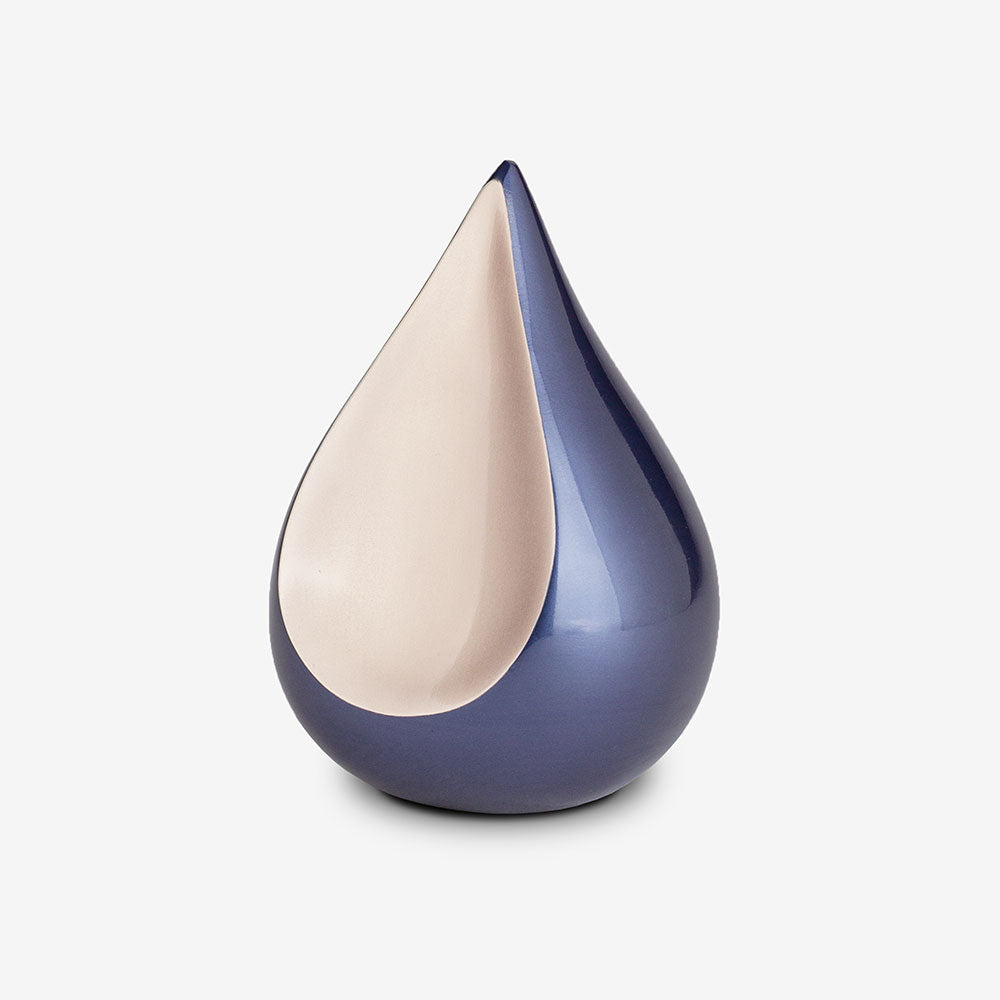 Odyssee Teardrop Small Urn for Ashes in Midnight Blue and Silver