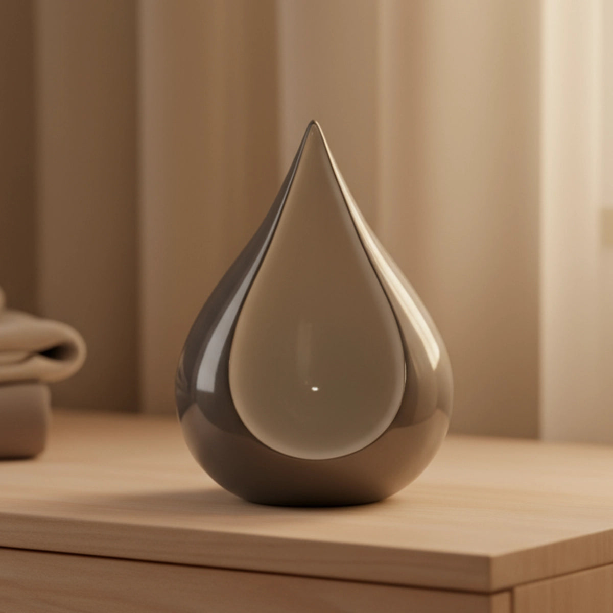 Odyssee Metal Teardrop Urn for Ashes in Grey