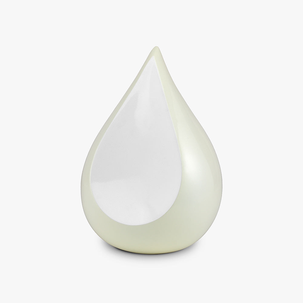 Odyssee Teardrop Urn for Ashes in Ivory and White