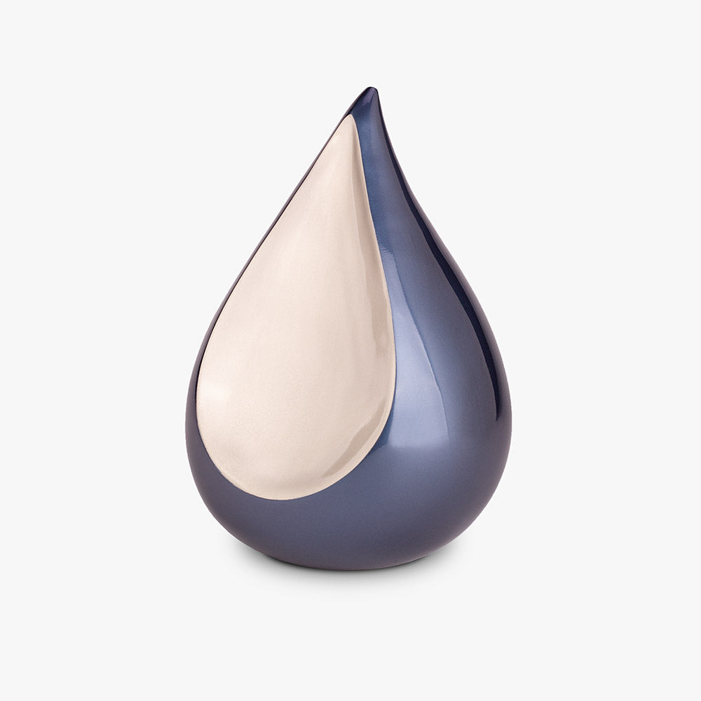 Odyssee Teardrop Urn for Ashes in Midnight Blue and Silver