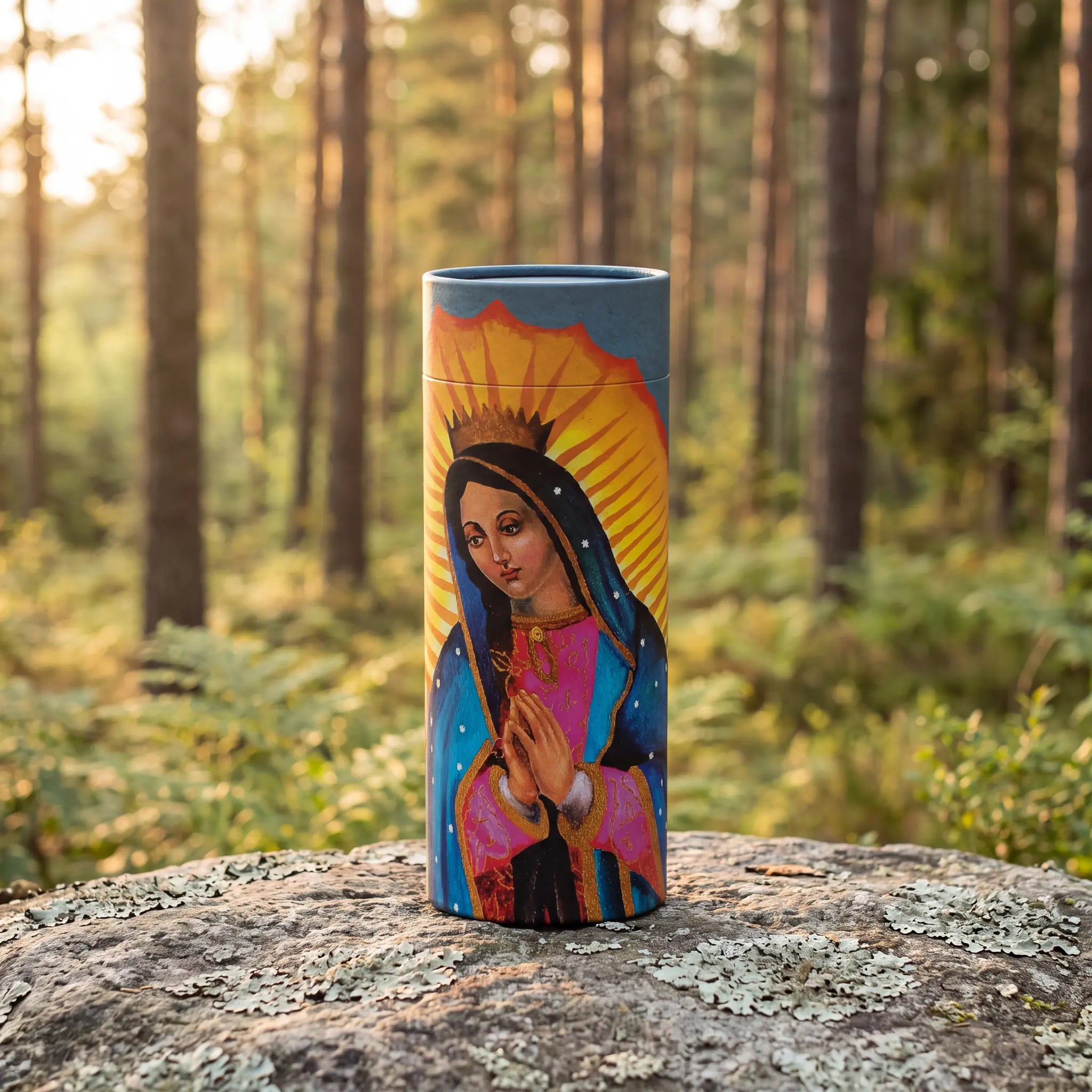 Our-Lady-of-Guadalupe-Eco-Friendly-Scattering-Tube-for-Ashes-Mini-In-the-Woods