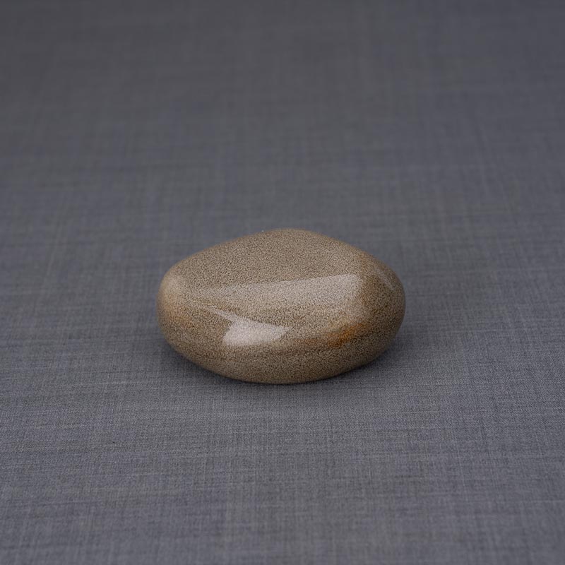 Palm Stone Ashes Keepsake Urn Brown Front View