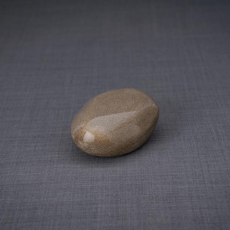 Palm Stone Ashes Keepsake Urn Brown Left View