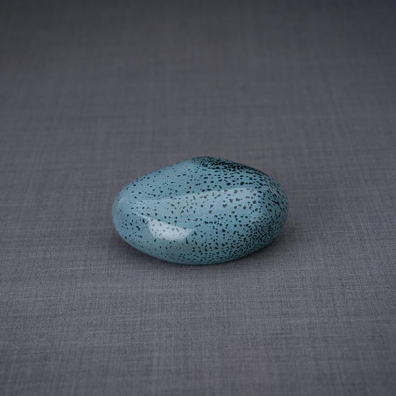 Palm Stone Ashes Keepsake Urn Light Blue Front View