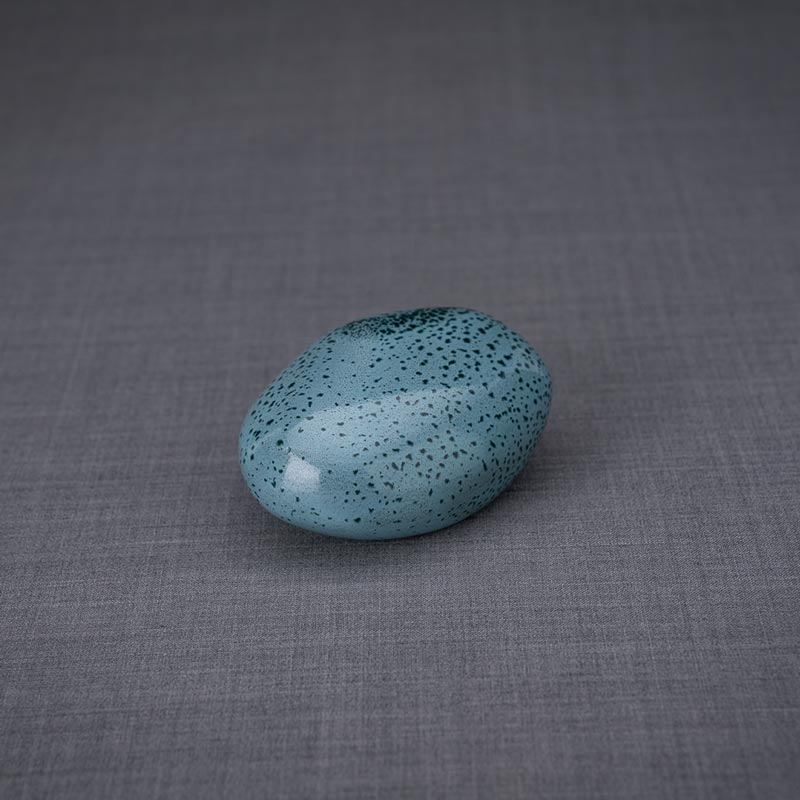 Palm Stone Ashes Keepsake Urn Light Blue Left View