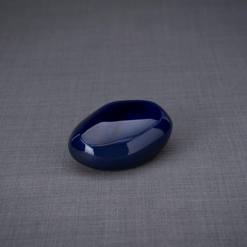 Palm Stone Ashes Keepsake Urn Metallic Blue Left View