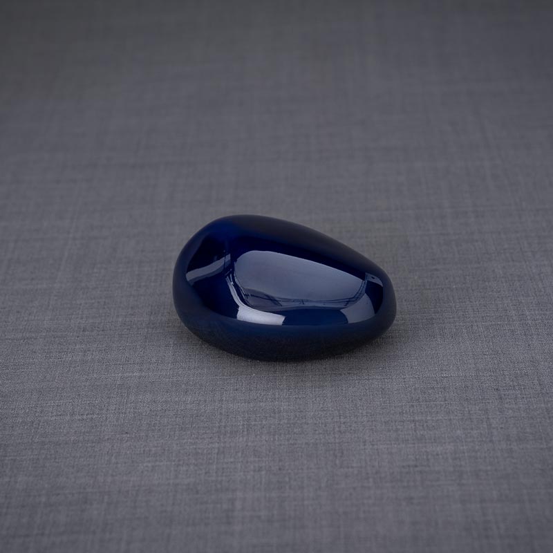 Palm Stone Ashes Keepsake Urn Metallic Blue Right View