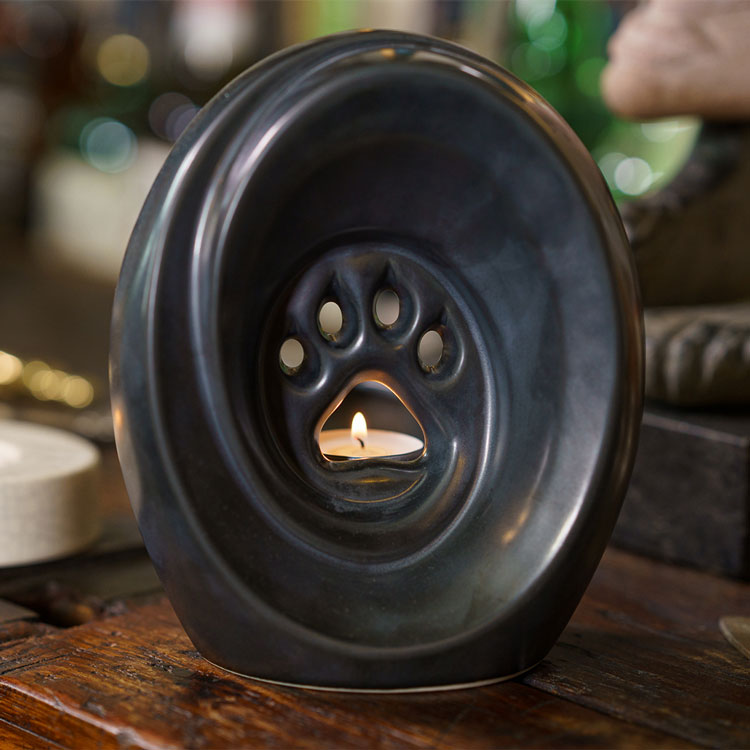 Paw Print Pet Urn for Ashes in Matte Black