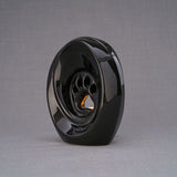 Paw Print Pet Urn for Ashes in Glossy Black