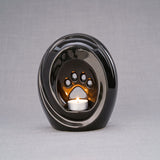 Paw Print Pet Urn for Ashes in Glossy Black