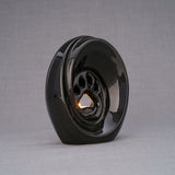 Paw Print Pet Urn for Ashes in Glossy Black