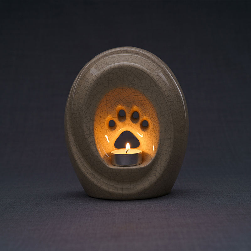 Paw Passage Cremation Urn For Pets Ashes Crackle Glaze Dark Candle