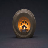 Paw Print Pet Urn for Ashes in Crackle Glaze