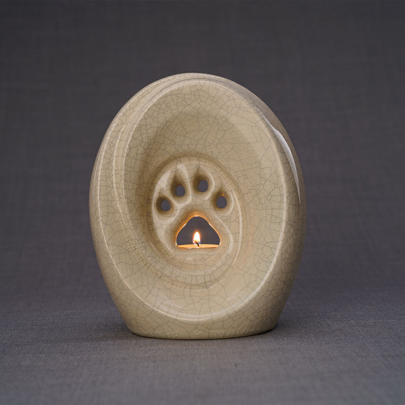 Paw Passage Cremation Urn For Pets Ashes Crackle Glaze Front View