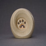 Paw Print Pet Urn for Ashes in Crackle Glaze
