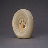 Paw Print Pet Urn for Ashes in Crackle Glaze