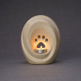 Paw Print Pet Urn for Ashes in Crackle Glaze