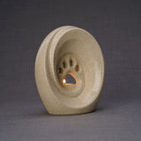 Paw Print Pet Urn for Ashes in Crackle Glaze
