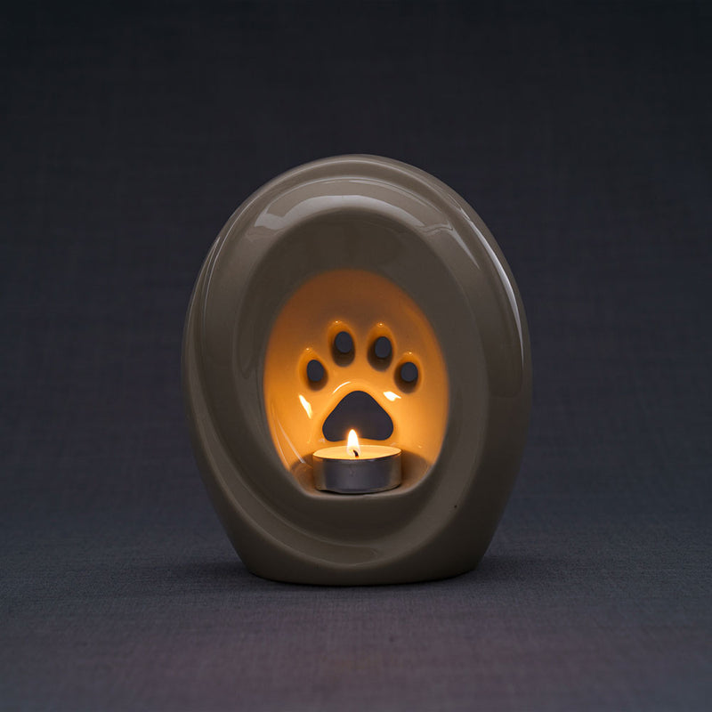 Paw Print Pet Urn for Ashes in Cream