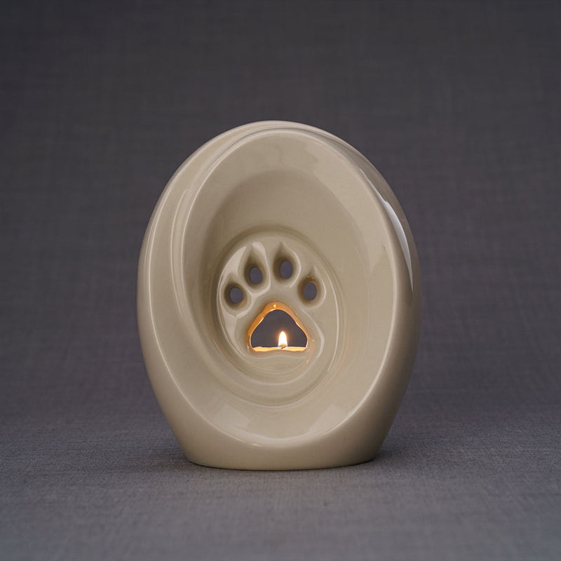 Paw Print Pet Urn for Ashes in Cream