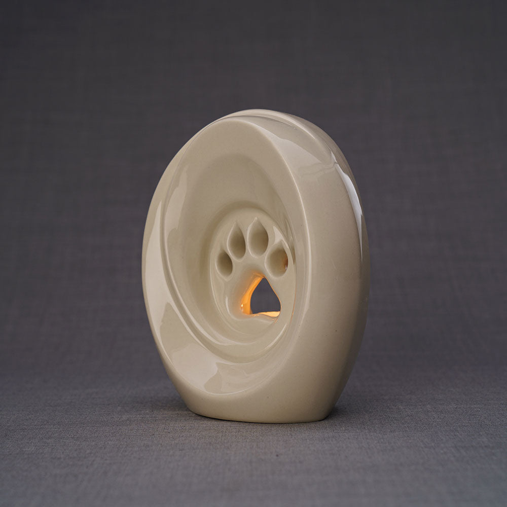 Paw Passage Cremation Urn For Pets Ashes Cream Left View