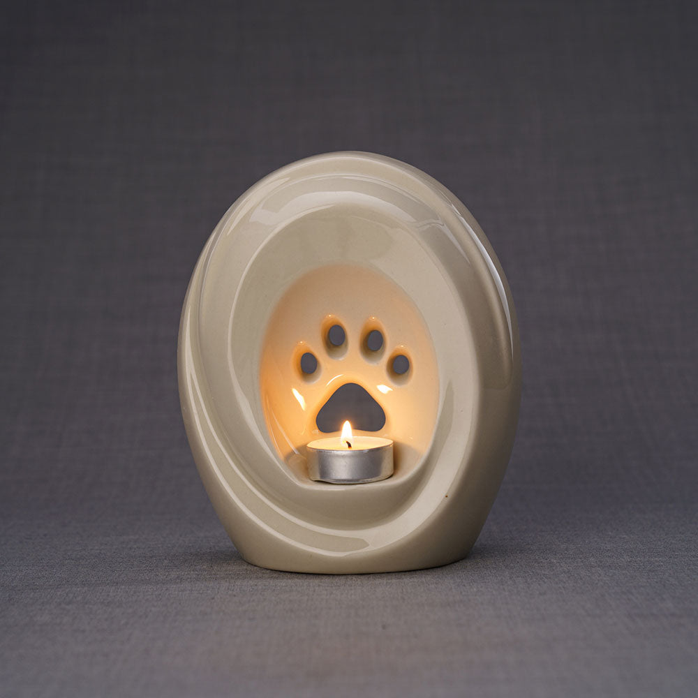 Paw Passage Cremation Urn For Pets Ashes Cream Rear View