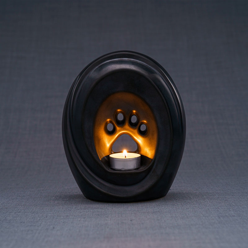 Paw Passage Cremation Urn For Pets Ashes Matte Black Dark Candle