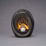 Paw Print Pet Urn for Ashes in Matte Black