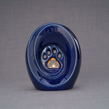Paw Print Pet Urn for Ashes in Metallic Blue