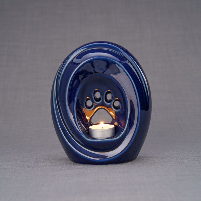 Paw Passage Cremation Urn For Pets Ashes Metallic Blue Rear View