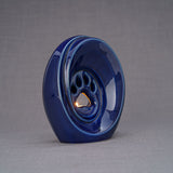 Paw Print Pet Urn for Ashes in Metallic Blue