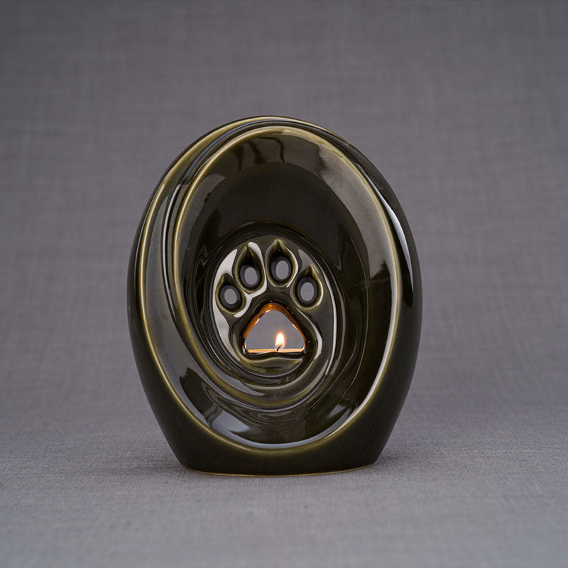 Paw Print Pet Urn for Ashes in Brown