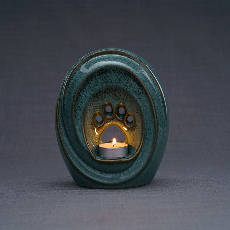 Paw Passage Cremation Urn For Pets Ashes Oily Green Dark Candle