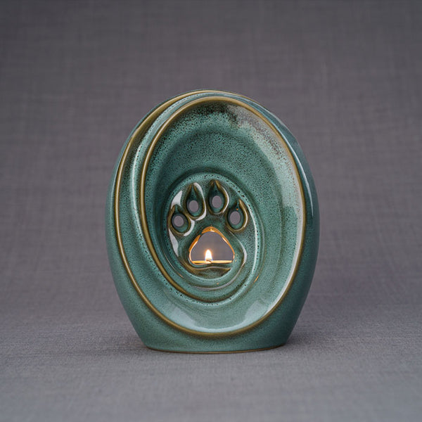 Paw Passage Cremation Urn For Pets Ashes Oily Green Front View
