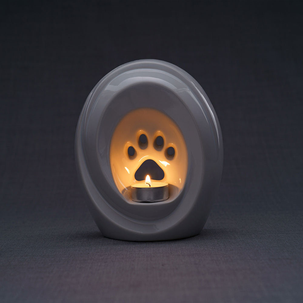 Paw Passage Cremation Urn For Pets Ashes White Dark Candle