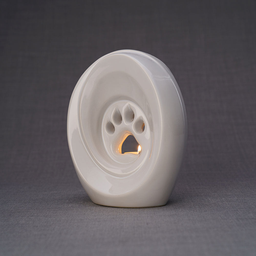 Paw Passage Cremation Urn For Pets Ashes White Left View