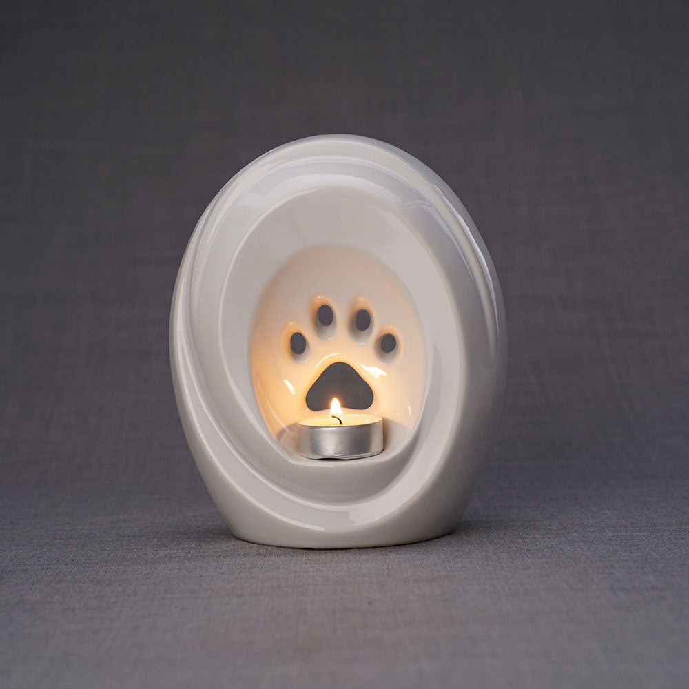 Paw Passage Cremation Urn For Pets Ashes White Rear View