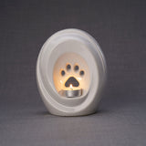 Paw Print Pet Urn for Ashes in White