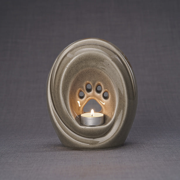 Paw Print Pet Urn for Ashes in Dark Sand