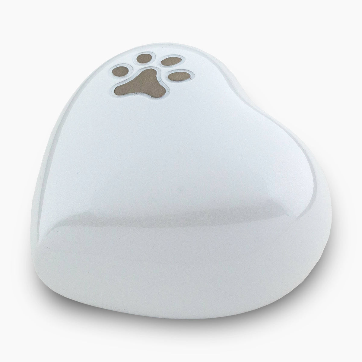 Pawprint Heart Pet Keepsake Urn for Ashes in White and Silver