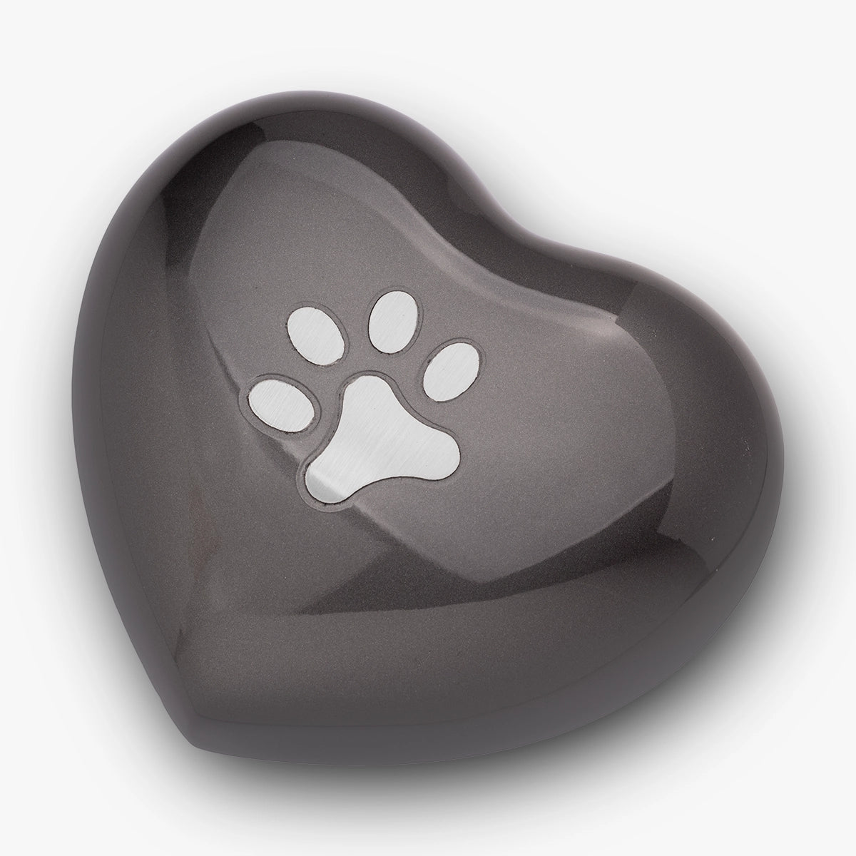 Pawprint Heart Pet Urn for Ashes in Graphite and Silver Large
